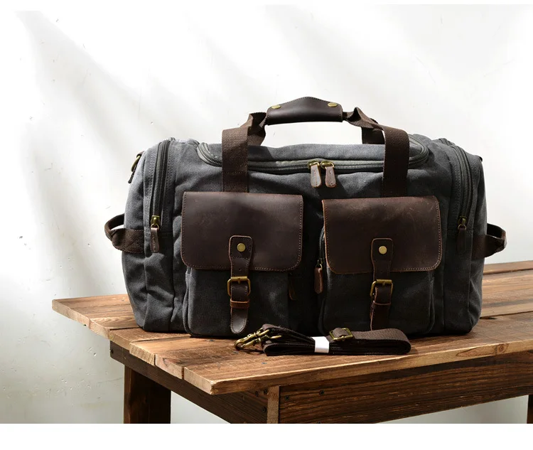 Mens & Womens Canvas Duffle Bags Grey Brown Green