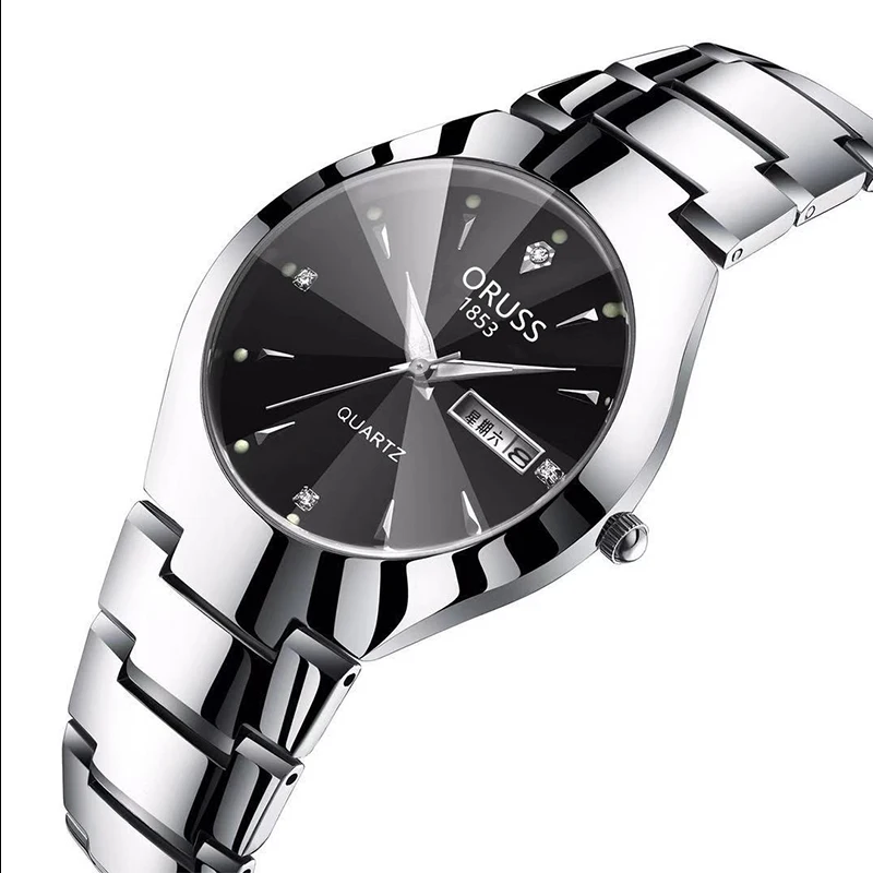 ORUSS Hot Brand Men's Watch High Quality Stainless Steel 30M Waterproof Luminous Pointer Week Calendar Man Original Quartz Watch 6