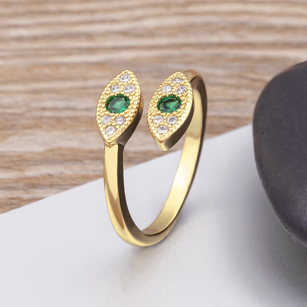 Fashion Lucky Turkish Evil Eye Rings For Women Adjustable Gold Plated Zircon Couple Ring Trend Wedding