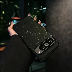 Acrylic+TPU Bling Glitter Transparent Shockproof Phone Case - Shining Starry Sky Design for Pixel 10A (Black)