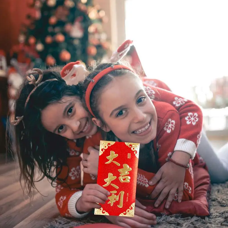 

Китайский красный конверт с красным карманом на лунный год, позолоченные новогодние деньги, пакет Hong Bao 2024, праздничные сумки для праздника Весны