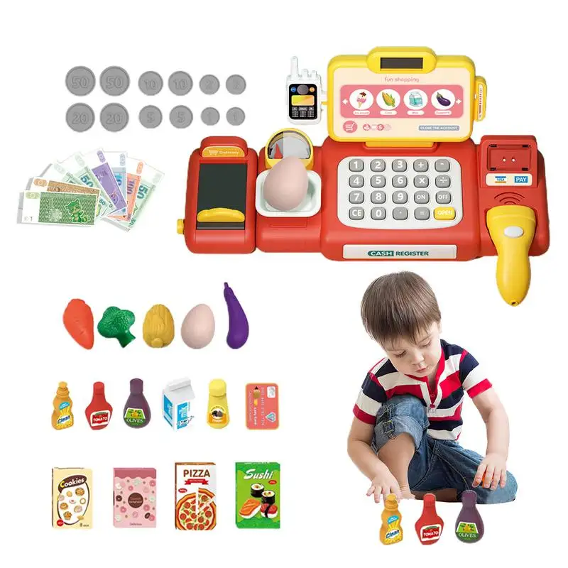 

Cash Register Playset For Kids Pretend Play Money Toys 37Pcs Pretend Play Toys Learning Toy Playset Gift Develops Early Math