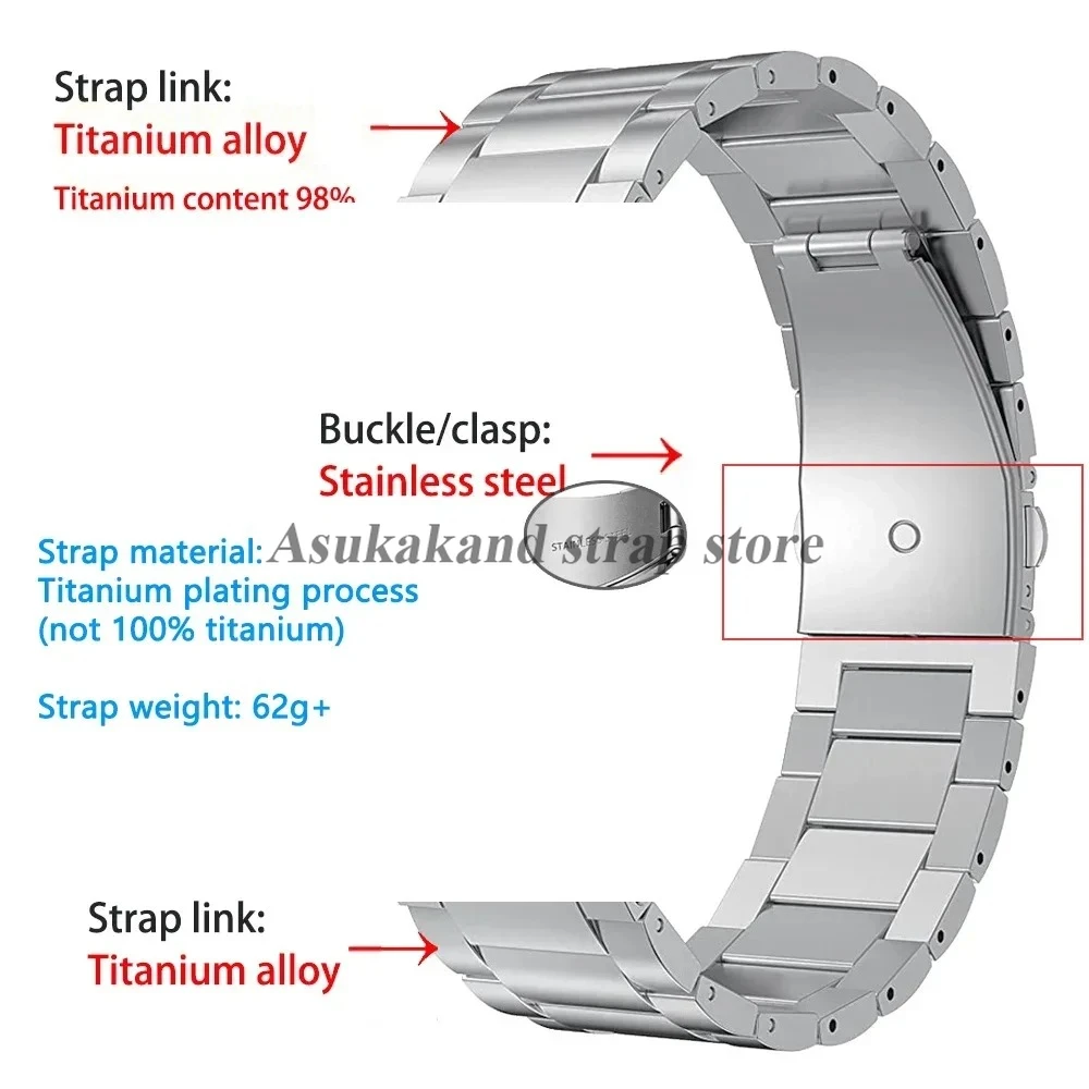 Premium Titanium Metal Quick Release Watch Band Replacement Bracelet, Universal Smart Watch Wristband