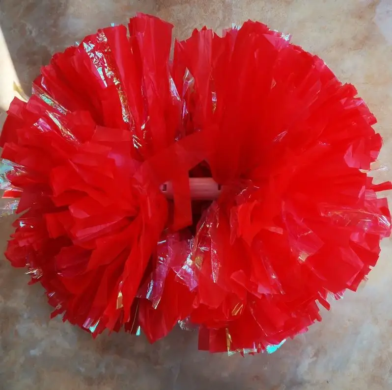 Cheerleading Pom Poms Matte Metallic Foil Cheer Pompoms with Baton Handle Kids Adults Team Spirit Cheering Stuff for Sports Carn