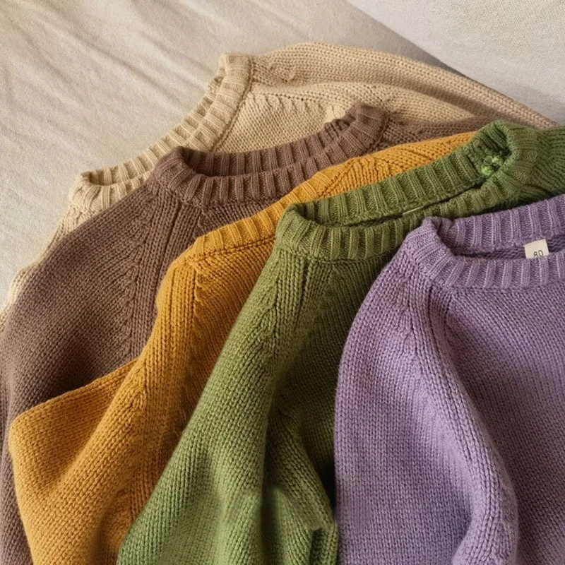 Knit sweater Baby Sweaters Autumn Winter Kids Boys Girls Long Sleeve Pure Color Knit Sweater Pullover Clothes