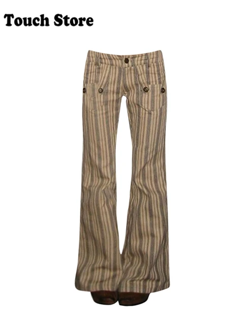 Jean slim Vintage pour femmes, vieil argent, Grunge, japonais, Abi, taille basse, Gyaru Y2K, pantalon en Denim rayé, esthétique des années 2000, mode coréenne 1