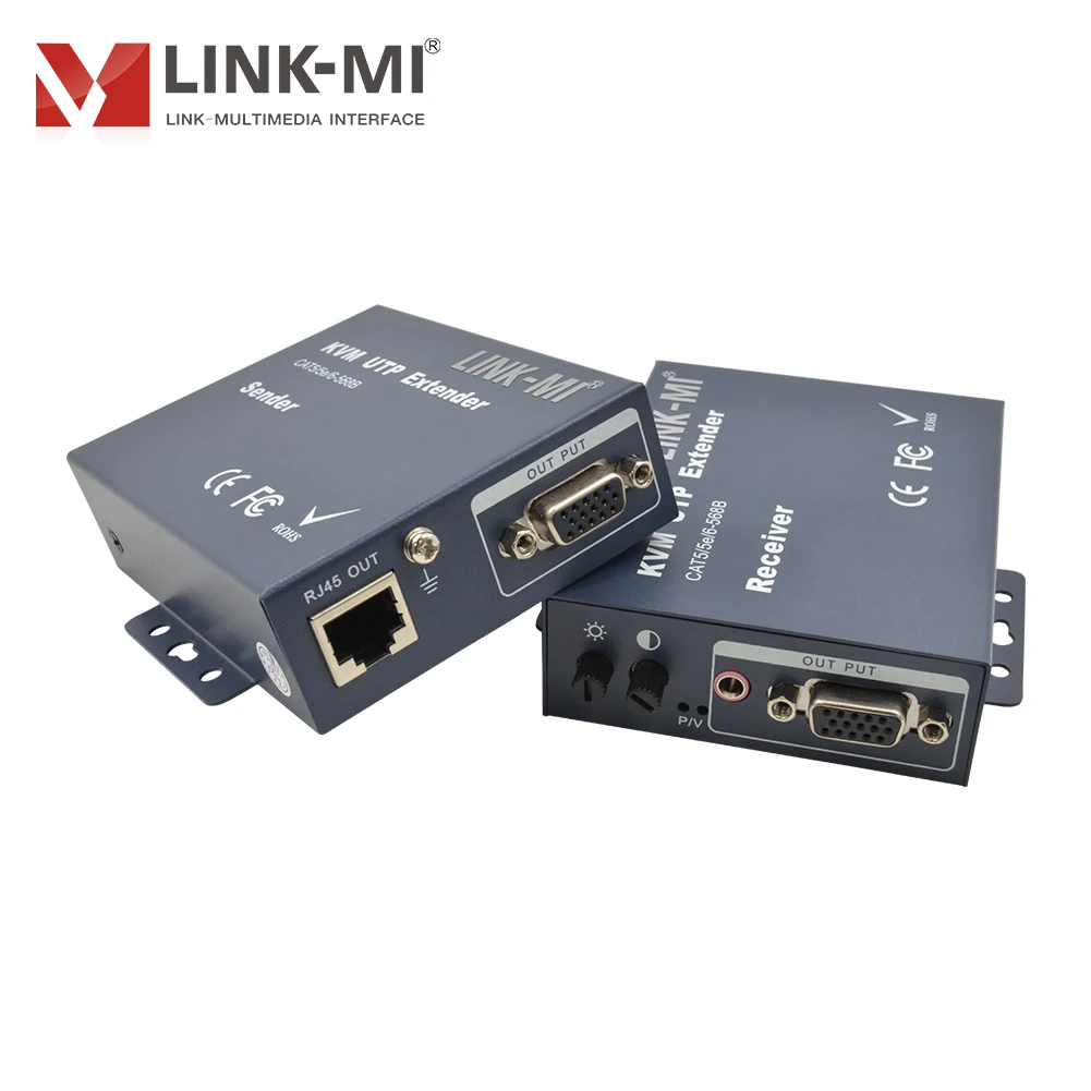 LINK-MI 300m VGA KVM Extender with USB 100m 200m Over Single UTP RJ45 Cat5e/6 Cable Support remote keyboard mouse KVM Extender