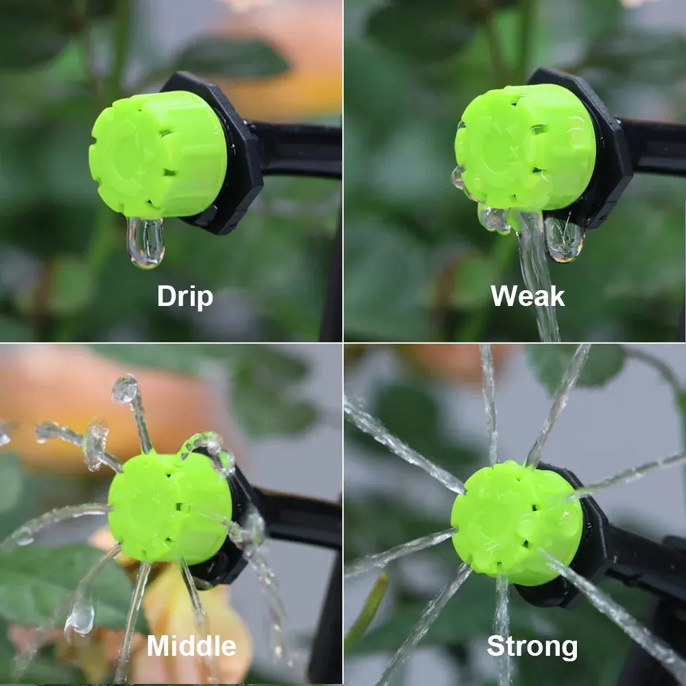 Plants Irrigation Kits Plant Waterer Drip Irrigation Spike Drip Irrigation Drip Irrigation Sprinklers Garden Dripper 50PCS Green 8-Hole Adjustable Dripper Sprinklers 1/4'' Barb Emitter Micro Drip Irrigation Nozzle for Garden Hose Watering System
