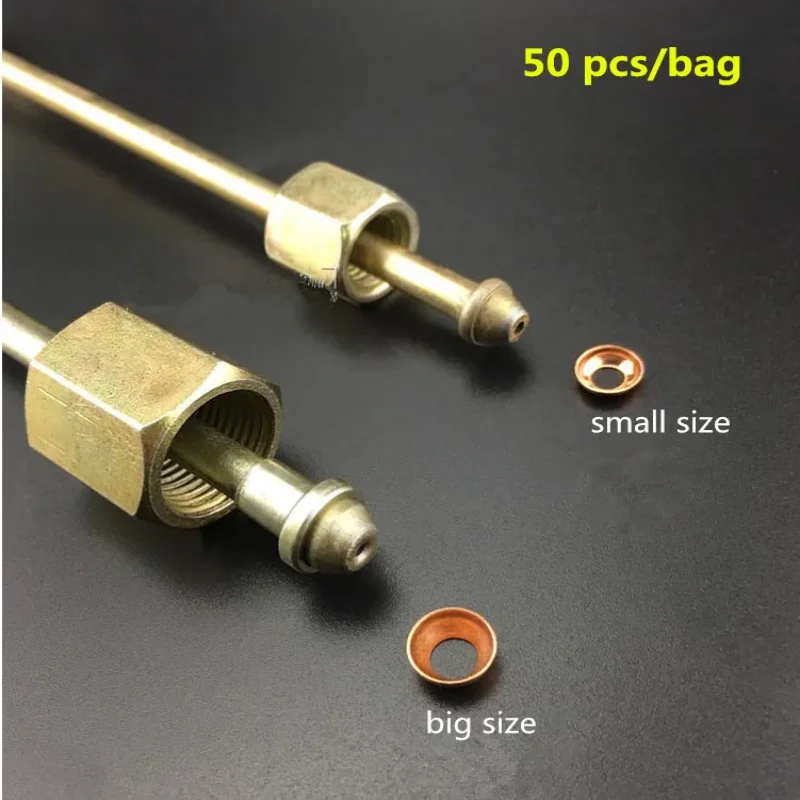 50 pcs High Pressure Pipe Nest Copper Pad Cone Gasket for High Pressure Oil Tube Anti Oil Leaking Diesel Injector Gasket