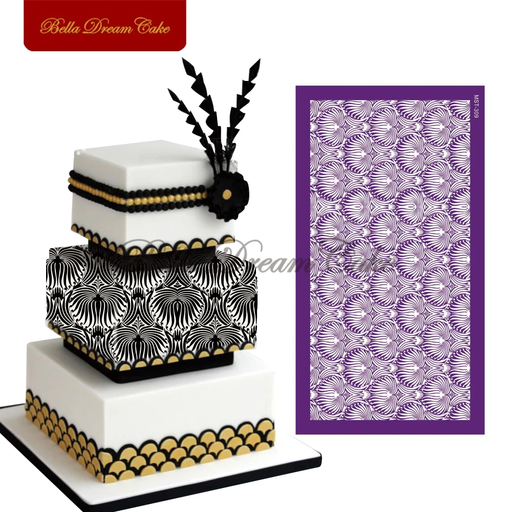 Relief Palm Leaf Mesh Stencil Fabric Lace Cake Border Template DIY Royal  Cream Fondant Mould Cake Decorating Tool Bakeware - AliExpress, image size:1000x1000