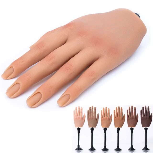 Silicone Practice Hand for Acrylic Nails, Nail Practice Hand False Fake  Nail Mannequin Hand Nail Training Half Hand Flexible Bendable Nail Train  Hand