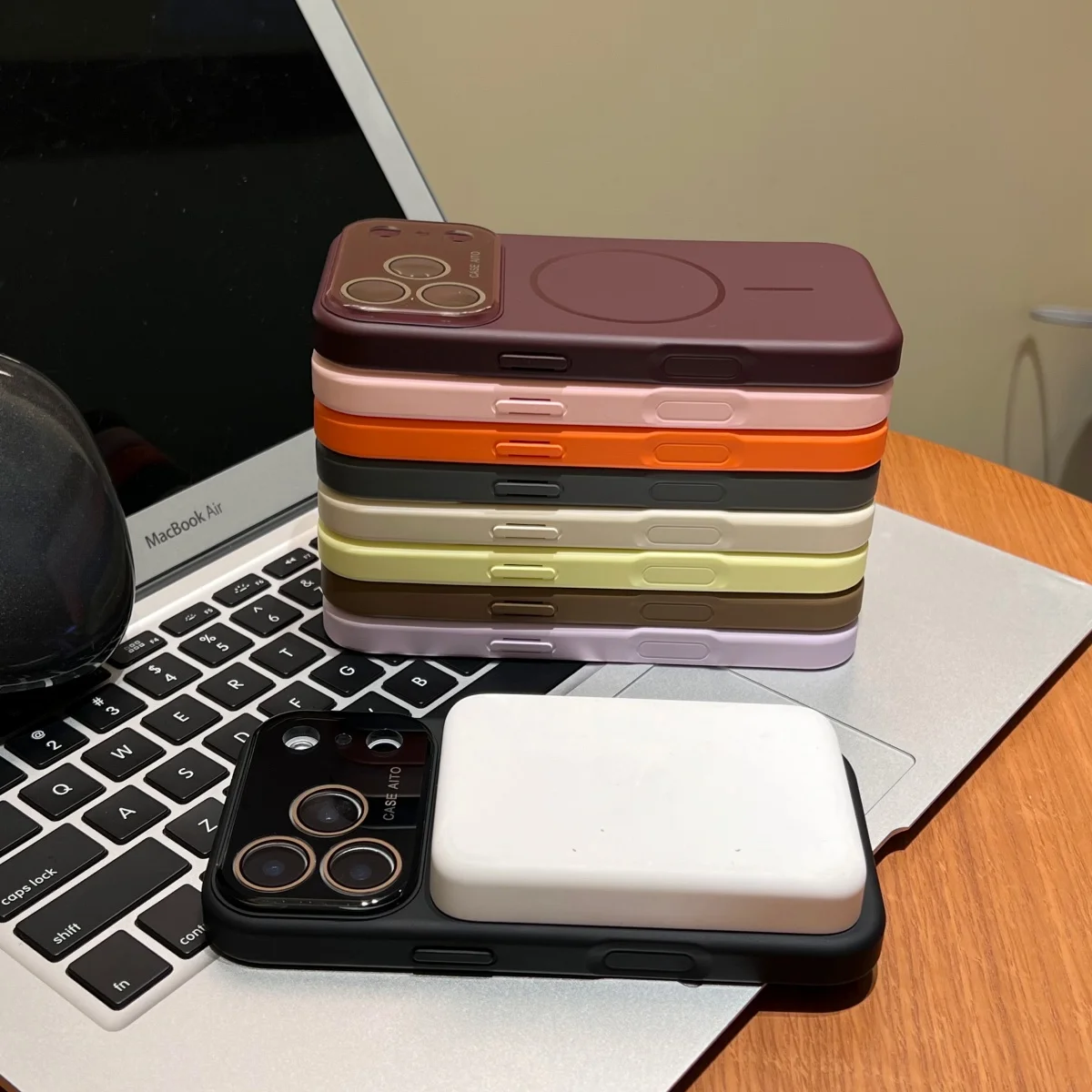 Liquid Silicone MagSafe Magnetic Shockproof Phone Case with Large Window Protect Cover