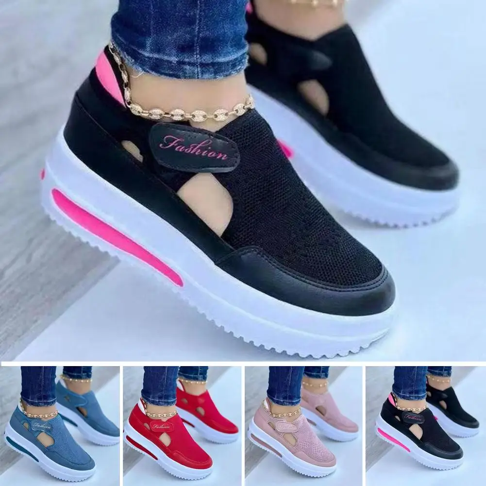 1 Pair Wearable Platform Shoes Heightened Comfortable Wedge Sandals Ladies Casual Flat Summer Sandals