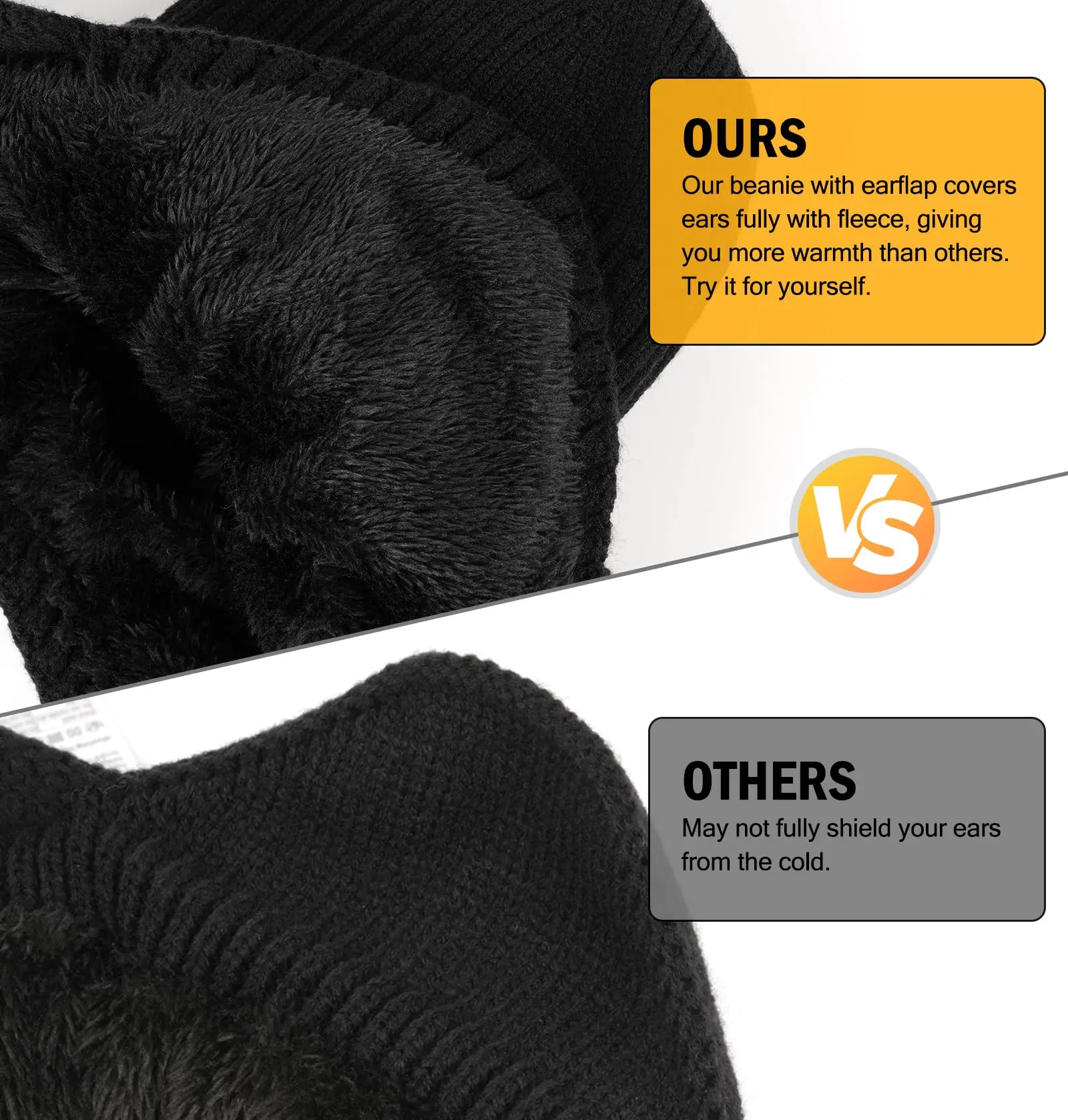 Winter Beanie with Brim and Ear Flaps, Outdoor Warm Fleece Lined Knit Hat Stocking Caps for Men Women