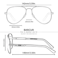 BARCUR-Lunettes de soleil pilotes polarisées pour hommes, accessoires de conduite, pêche, randonnée 5