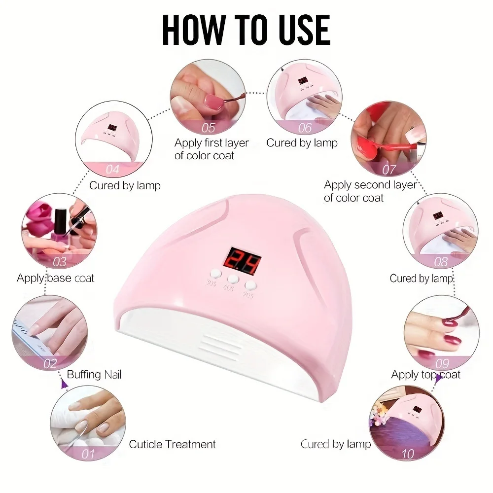 LINMANDA Electric USB Nail Drill Portable Polish File Kit with 36W UV LED Nail Lamp Gel Manicure Dryer Lamp Nail Starter Set 3