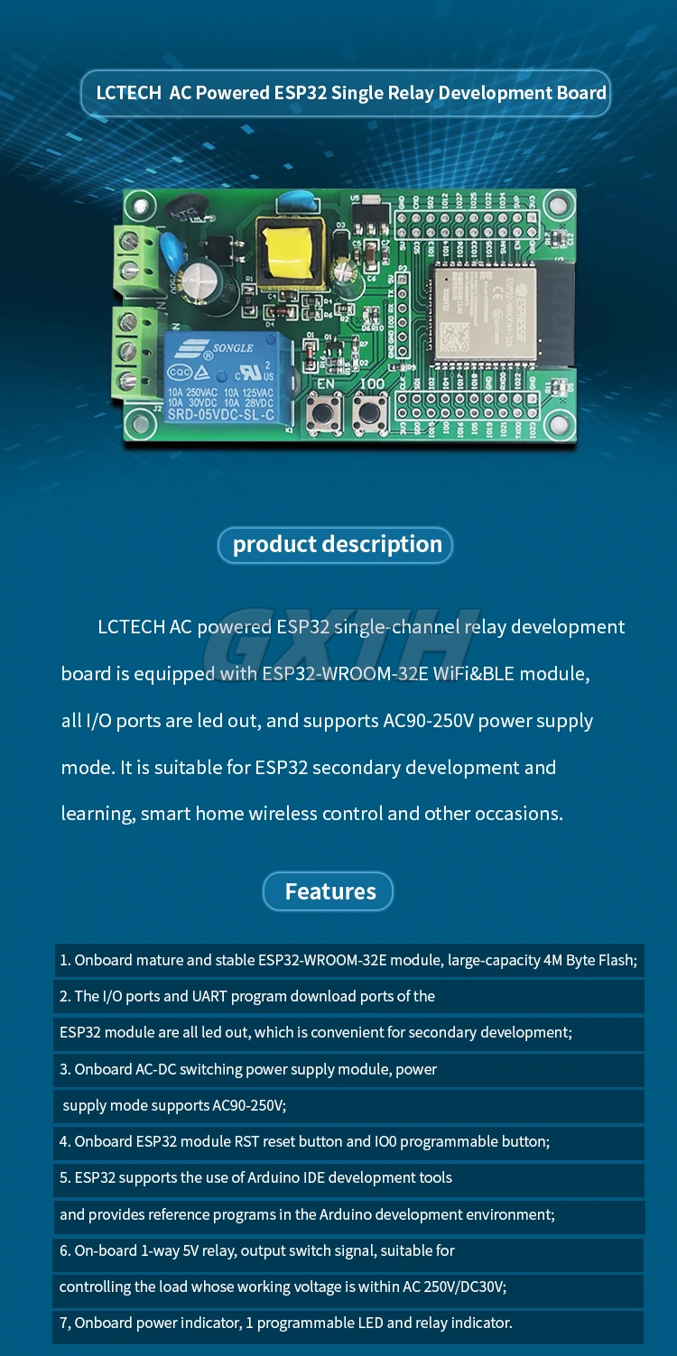 Vista cercana del módulo relé ESP32