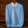 Men Mink Cashmere Sweater V-Neck Cold Resistant Pullovers Shirt Korean Popular Clothes Long Sleeve High-End Woolen  Jumpers 4XL 5