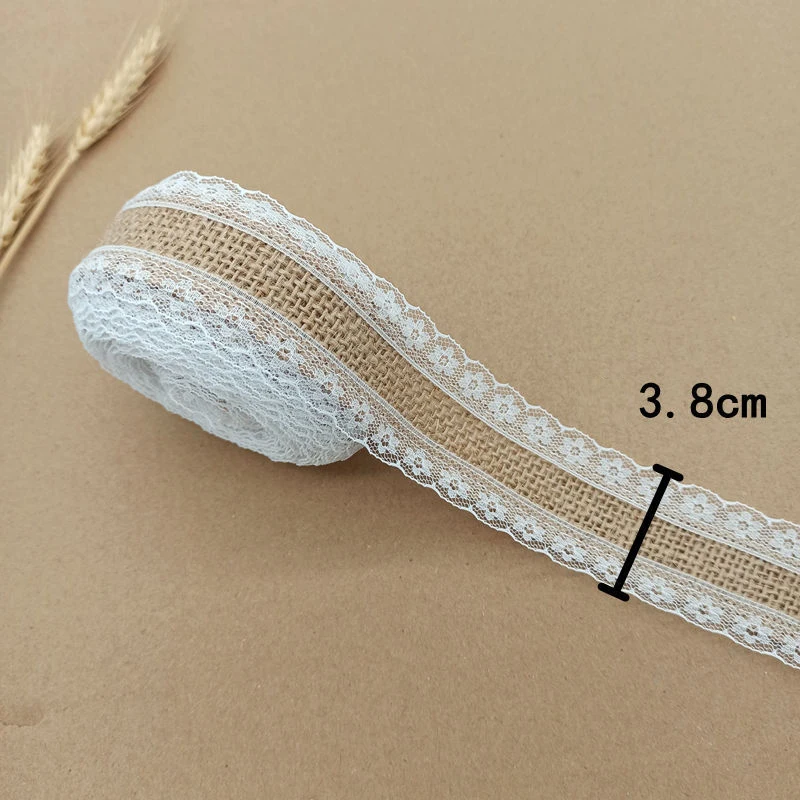 Ruban De Jute Avec Dentelle, 12 M, 5 Cm, Vintage, Pour Bricolage