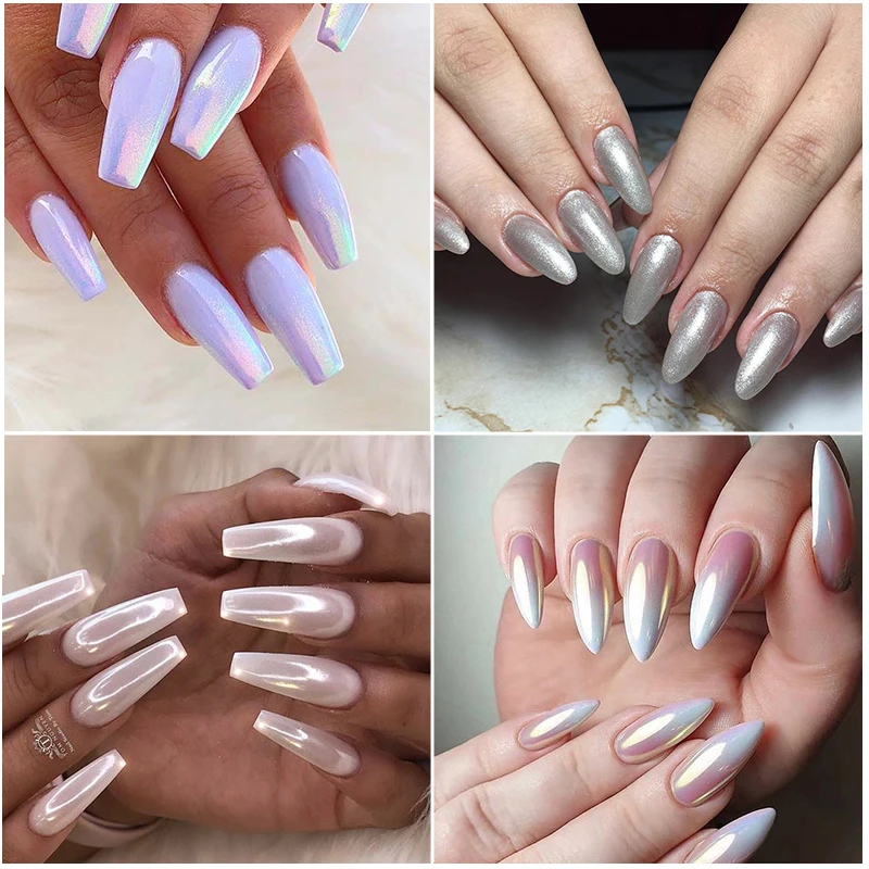 Nail Powder Nail Pigment Nail Glitter Nail Decoration Nail Decorations Pearl Glitter Nail Powder Aurora Mirror Rub Chrome Pigment Neon Powder Manicure Gel Polish Dust Nail Art Decoration