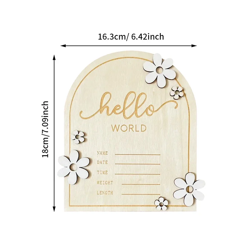 Baby Birth Announcement Sign With Brace Wooden Announcement Sign for Shower Hello World Milestone Cards