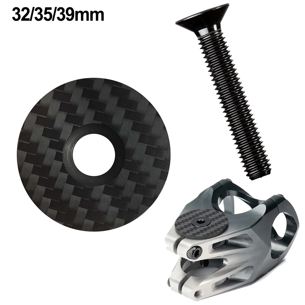 Description Picture 3 of itemStem Cover Stem Cap 28.6 31.8 35mm Ultra-light With Titanium Bolt Bowl Cover Bicycle Headset Black Carbon Fiber