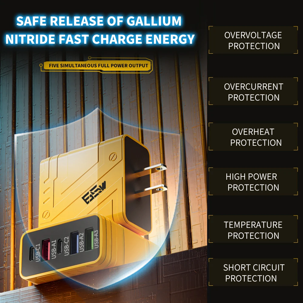 65W USB Type C Fast Charging Charger EU/US Plug Mobile Phone Power Adapter Wall Charger For iPhone 15 Pro Max Samsung Xiaomi 15