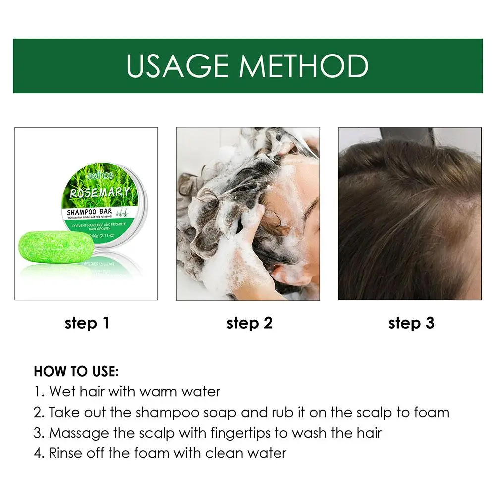 Rosemary Hair Regrowth Shampoo Bar Deep Cleansing Hair & Scalp Anti Loss Shampoo Soap For Treated Dry Damaged H7B6