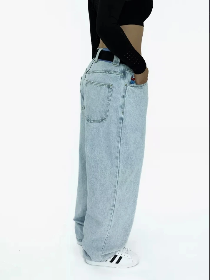 New Harajuku Y2K Big Boy Jeans Men Graphic Embroidery Baggy Jeans Pants Hip Hop Cartoon High Waist Wide Leg Trouser Streetwear 5