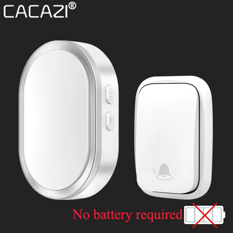 

CACAZI Home Wireless No Battery Required Doorbell Self-powered Transmitter Intelligent Call Ring Bell US EU UK AU Plug Receiver