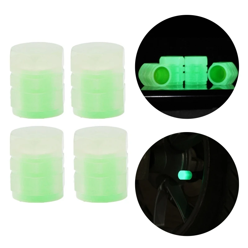 

R9CC 4Pcs Car Wheel Tire Valve Caps Tyre Rim Stem Covers Luminous Dust Cover for Bike Motorcycle Tires