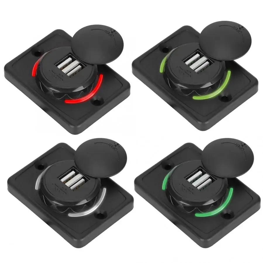 3.1A DC12V/24V Black Car Dual USB Port Power Charger Socket Outlet with