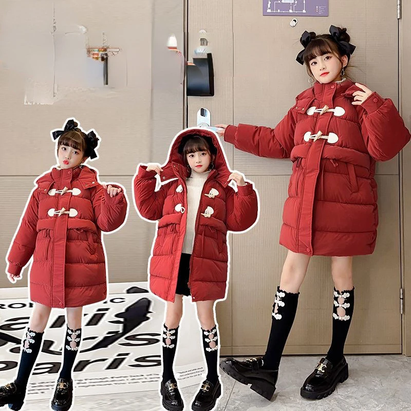 

Teenager Girls Down Jacket Winter Solid Color Keep Warm Fashion Parkas Coat Zipper Outerwear 2-12 Years Kids Clothes V61