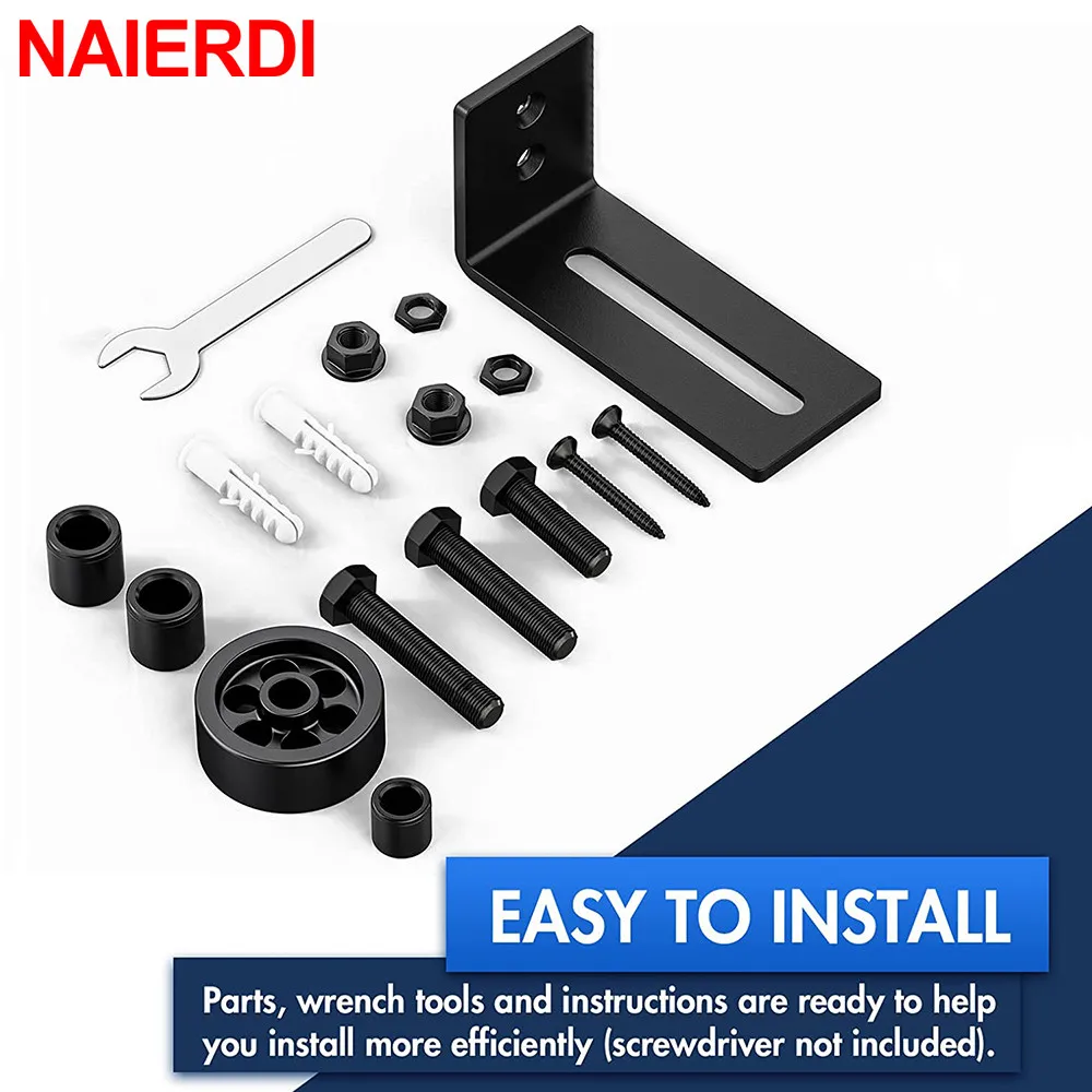 NAIERDI Black Barn Door guida del pavimento Guide per porte scorrevoli 8 opzioni di configurazione per rullo di guida del pavimento regolabile per porta del fienile fai da te