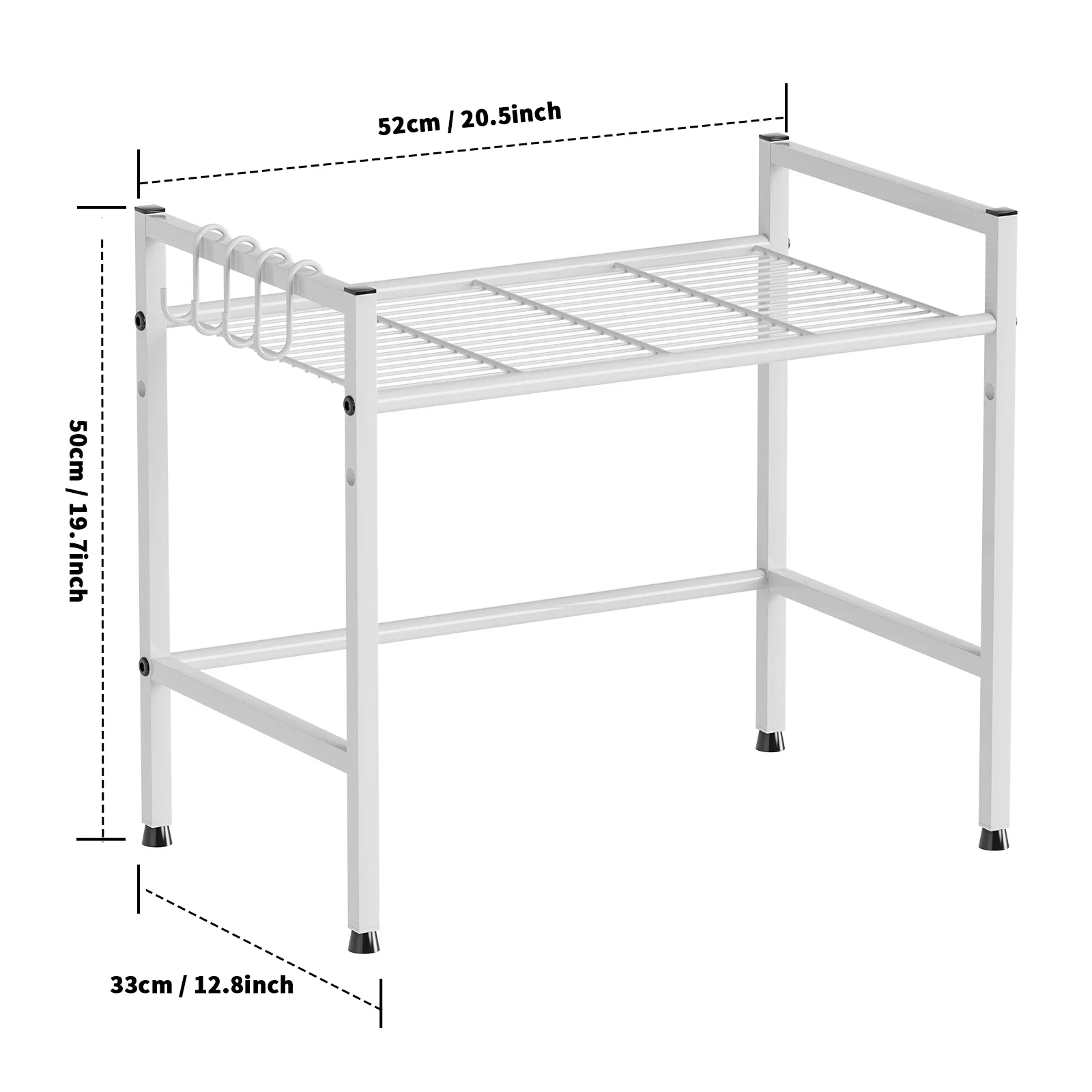 2tier Kitchen Microwave rack Adjustable Width Kitchen Multifuctional Organizer Carbon steel Sturdy Black White 6