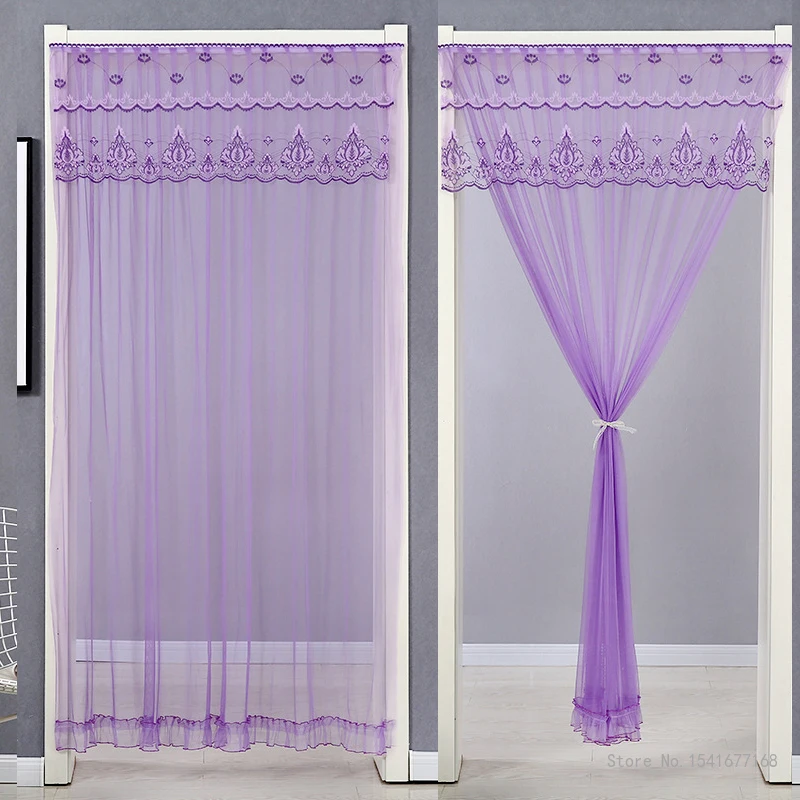 

Breathable Lace Embroidered Door Curtain, Punch-free Mosquito Screen Curtain, Bedroom Partition Curtain, Single Layer