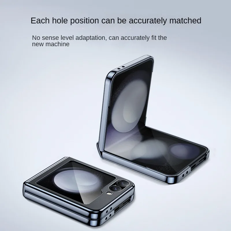 For Samsung Galaxy Z Flip 6 5 4 Case Ultra thin Electroplated Plain Leather Magnetic Hinge Folding Protect Shockproof Hard Cover