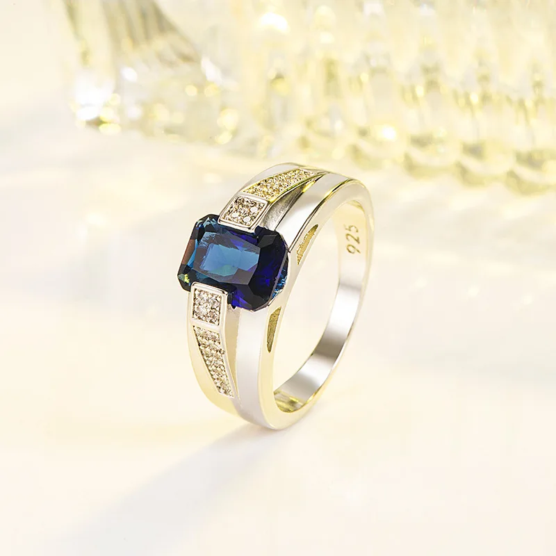 

100% 925 Sterling Silver Origin Sapphire Gemstone Ring for Women Anillos De Blue Sapphire Silver 925 Jewelry Wedding Ring Female