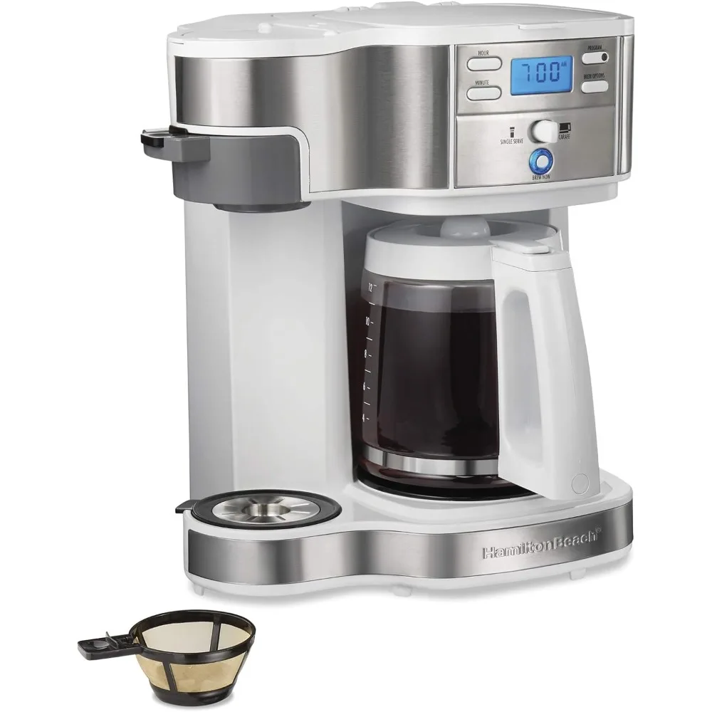 

Glass Carafe Espresso Coffee Maker 2-Way 12 Cup Programmable Drip Coffee Maker & Single Serve Machine Auto Pause and Pour Home