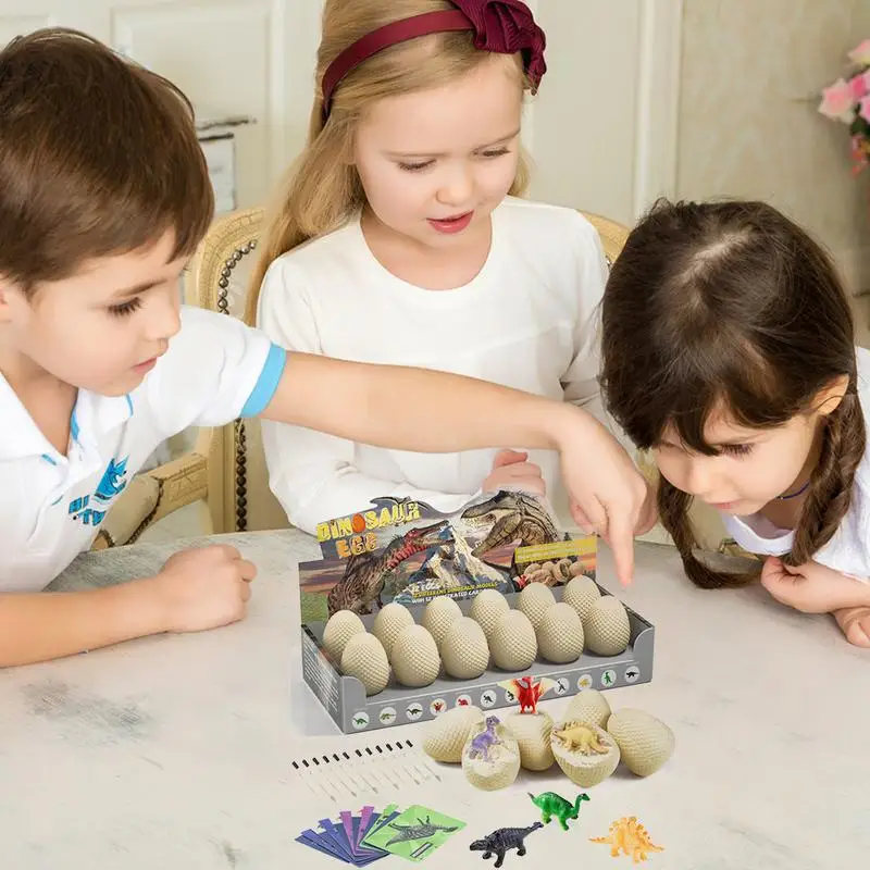 Dinosaur Eggs Excavation Dig Kit Dino Easter Eggs with Dinosaurs Inside 12 Pack Science Experiment Kits for Kids STEM Activities 3