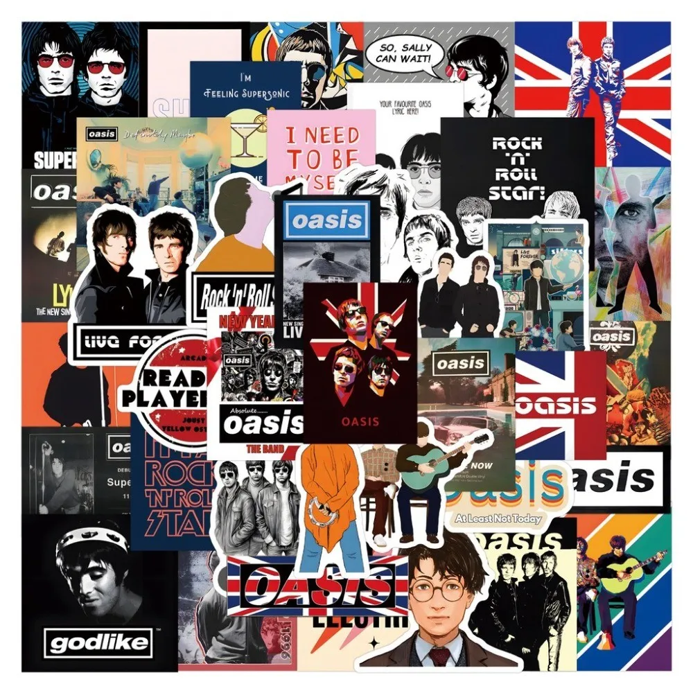 Oasis Rock Band Poster Stickers Set - Decorative Stickers for Luggage, Water Bottles, Laptops & More