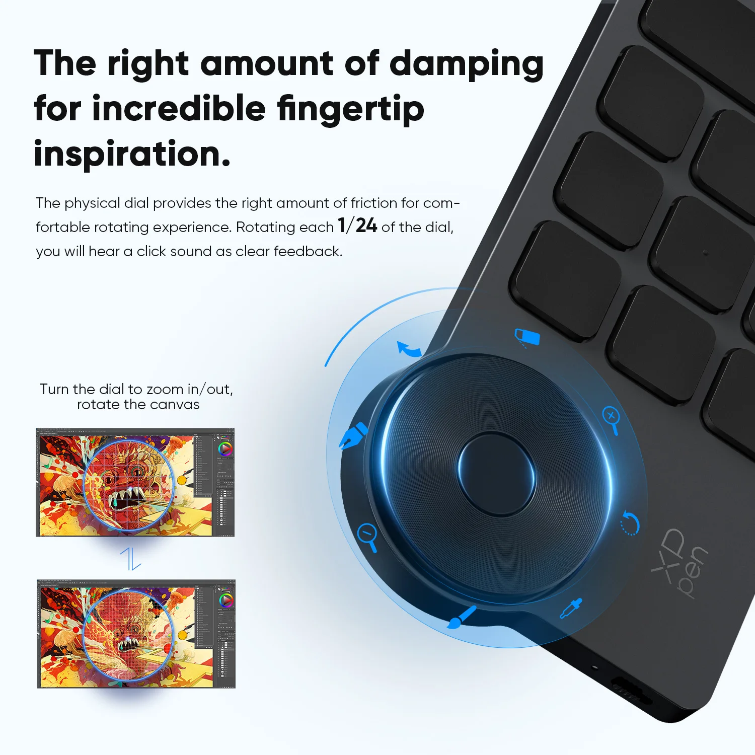 XPPen ACK05 Portable Wireless Shortcut Remote with 10 Custom Keys 1 Physical Dial 1000mAh Battery Support Bluetooth Connection 3