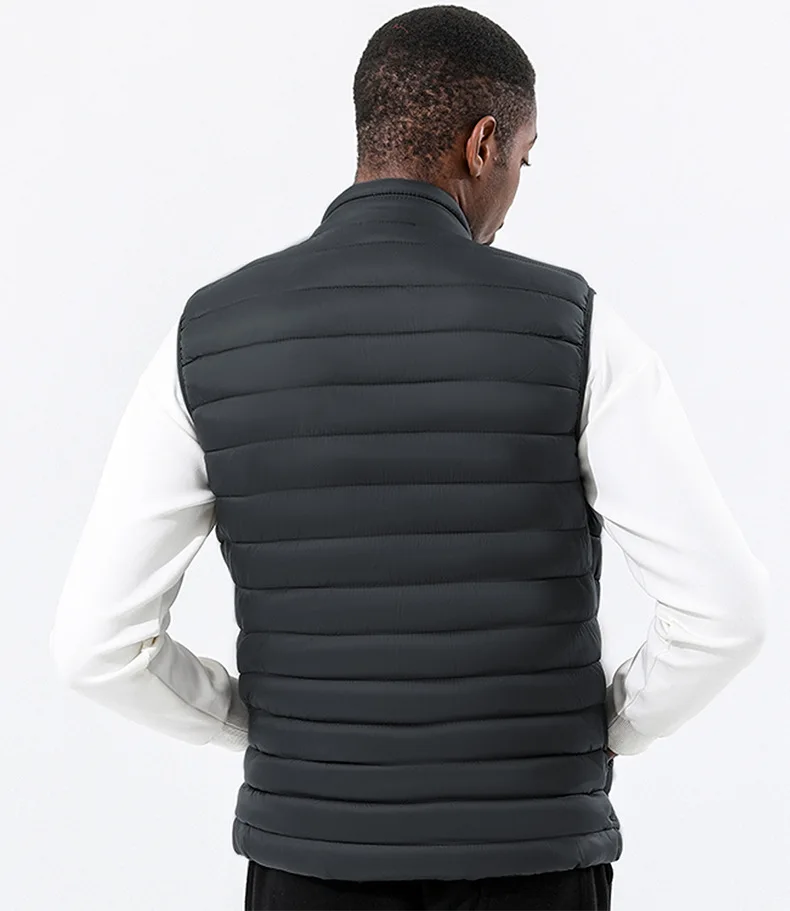 Höst Vinter Lättväst Herr Stativkrage Vindjacka Ärmlös jacka Herr Stor Storlek M-5XL 6XL Utomhus Casual Väst_voghion.com