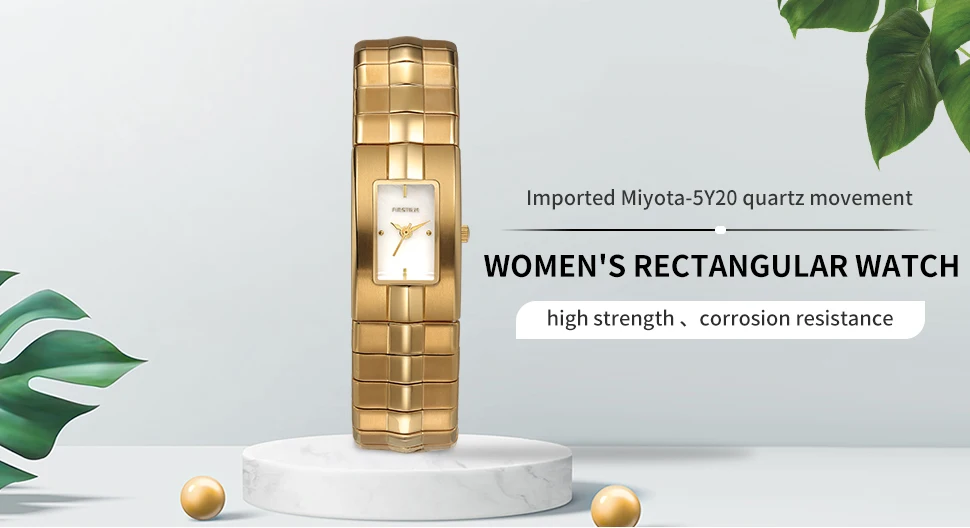 Rectangle Watch Titanium Ladies Quartz Wristwatch Miyota 5Y20 Calendar Gold Tone Easy Lightweight Waterproof Watch -S88967a4706f7412a80ca46336518ad97L