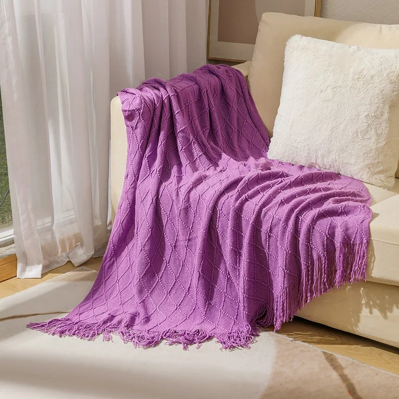 Khaki Oversized Boho Knit Throw Blanket