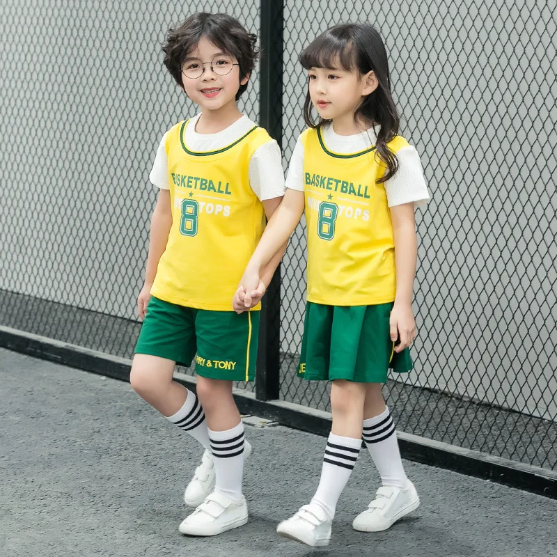 

Kids Teenage Outfits Hip Hop Clothing Fashion Cotton T-shirt Shorts Skirt Campus Uniform Costume Stage performance Clothes 4-16Y