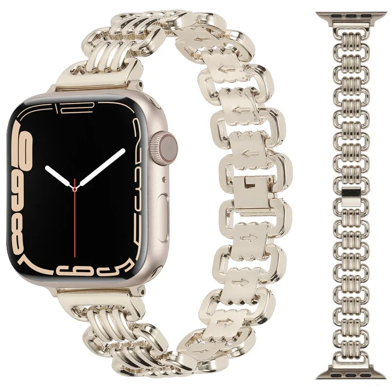 Stainless Steel Strap For Apple Watch 49mm 45mm 41mm 44mm 40mm 42mm 38mm U-shaped Metal Belt iWatch Ultra/2 9 8 7 6 5 4 SE band