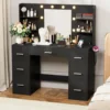 Vanity Desk with LED Lighted Mirror&Power Outlet, 3 Model Lights Makeup Vanity Table with 7 Drawers and 6 Storage Shelves 1