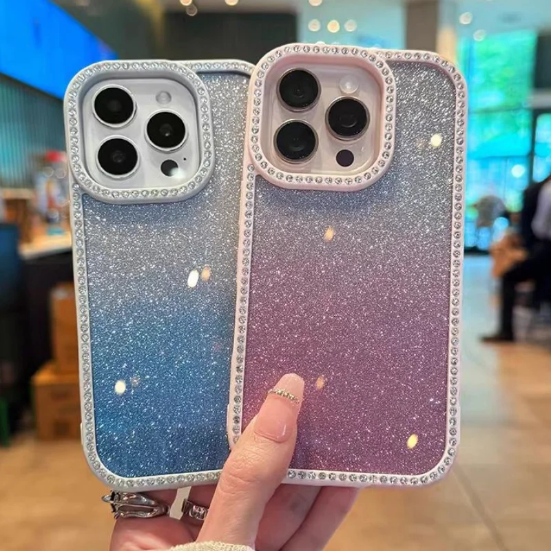 Double-Sided Diamond Gradient Color Dazzling Phone Cover