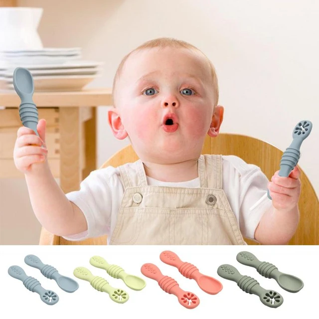 2pcs Silicone Baby Spoon And Fork Set, Self-Feeding Utensils For Baby, Infant  Feeding Spoon And Fork, Bpa-Free, First Stage